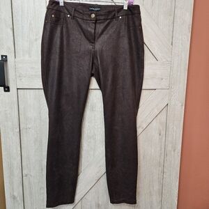 Cynthia Rowley Faux Leather Pants in Brown - Size 12